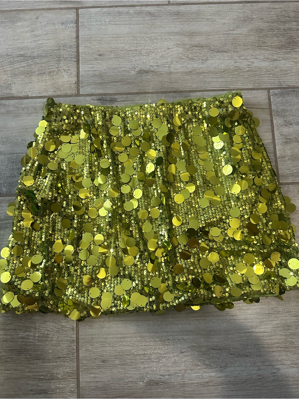 SHEIN Lime Green Sequin Mini Skirt